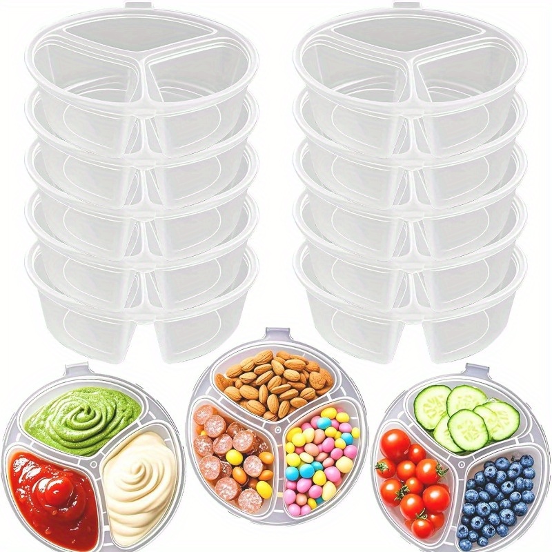 Meal Prep Restaurant - Round 3-Compartment Disposable Food Containers with