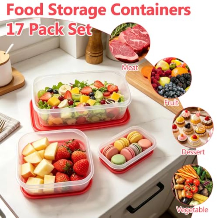 17Pcs Plastic Food Storage Set - огляд і ціна Meal Prep Food