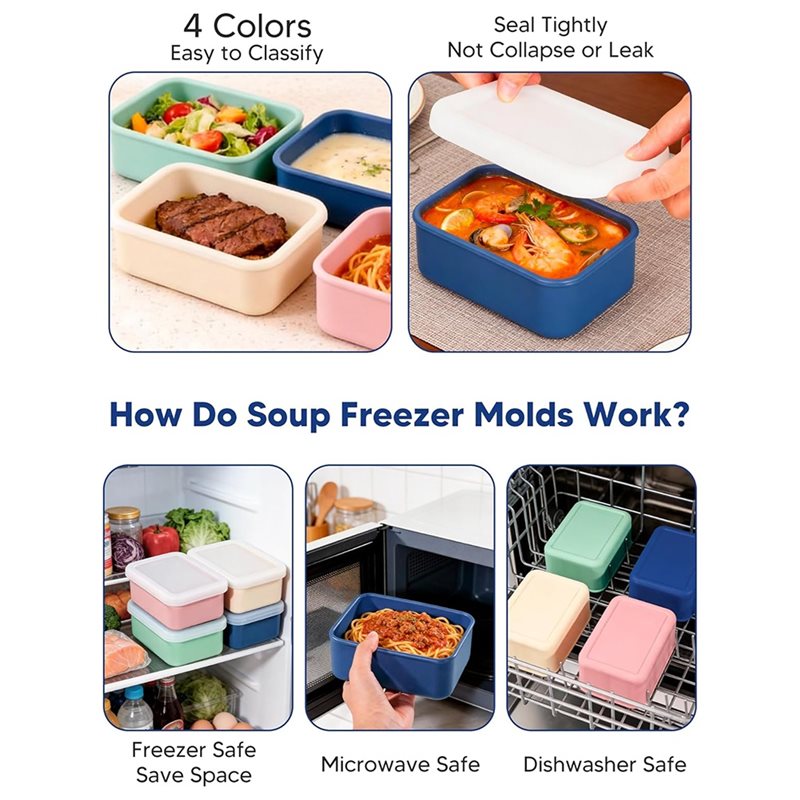 AB33-4-Pack Silicone Freezer M - огляд і ціна Meal Prep Freezer