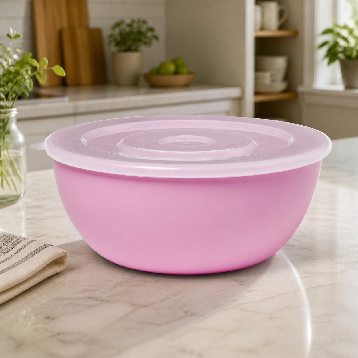 Pink Bowl With Matching Lid, D - огляд і ціна Meal Prep Food