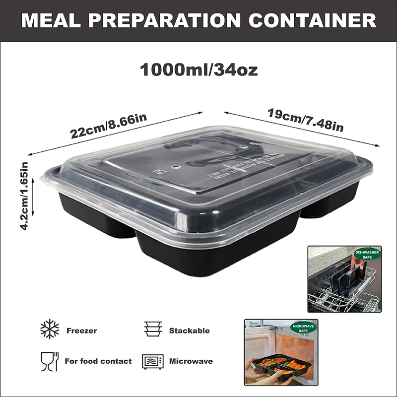 3-Compartment 34 Oz/1000 Ml, 1 - огляд і ціна Meal Prep Gym